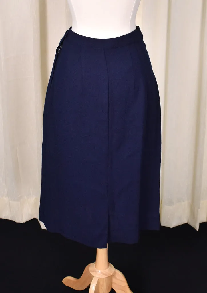 1950s Vintage Plain Navy Pencil Skirt