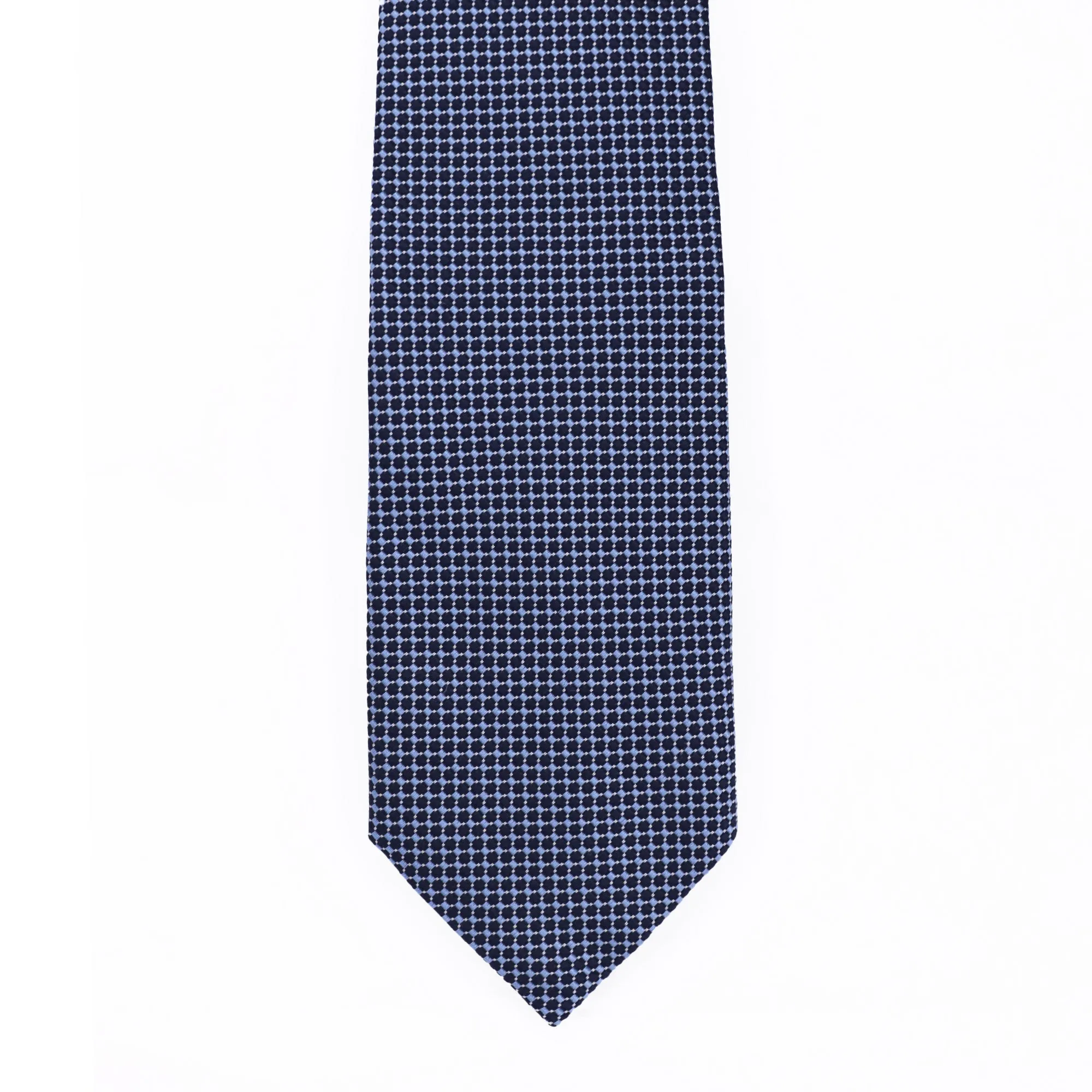 3D WEAVE OF LIGHT & DARK BLUE  DOT SILK ZEGNA TIE