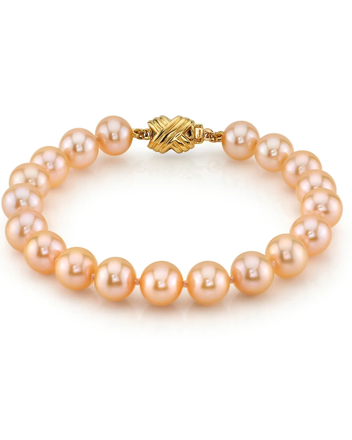 8.5-9.5mm Peach Freshwater Pearl Bracelet - AAA Quality