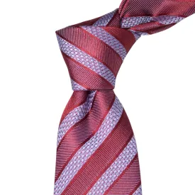 8cm Woven Red with Pale Blue Striped Necktie J