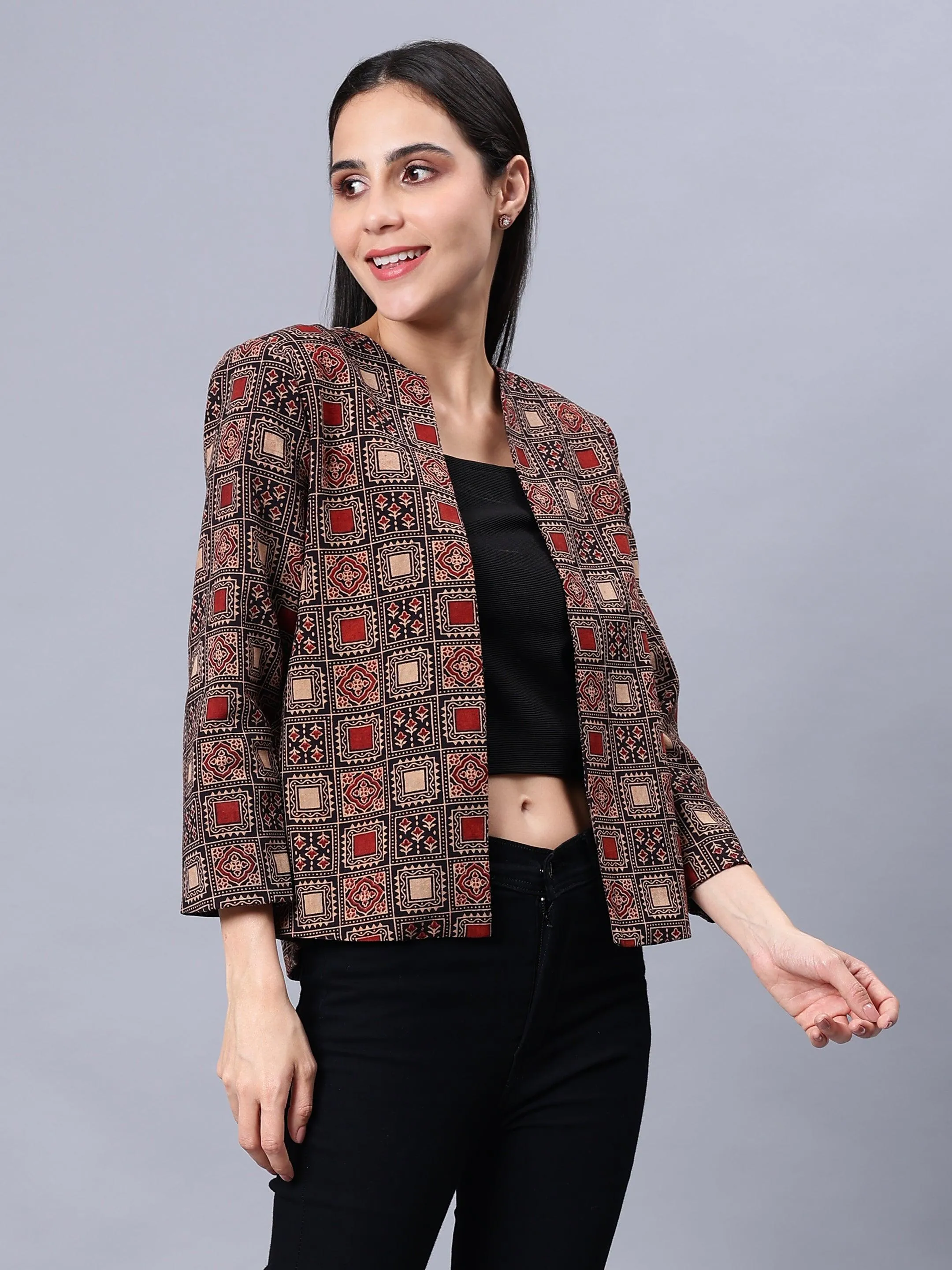 Ajrakh Hand block Pure Cotton Blazer