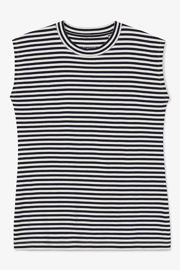 Alina T-Shirt - Striped Pima Cotton :: Navy / Ivory