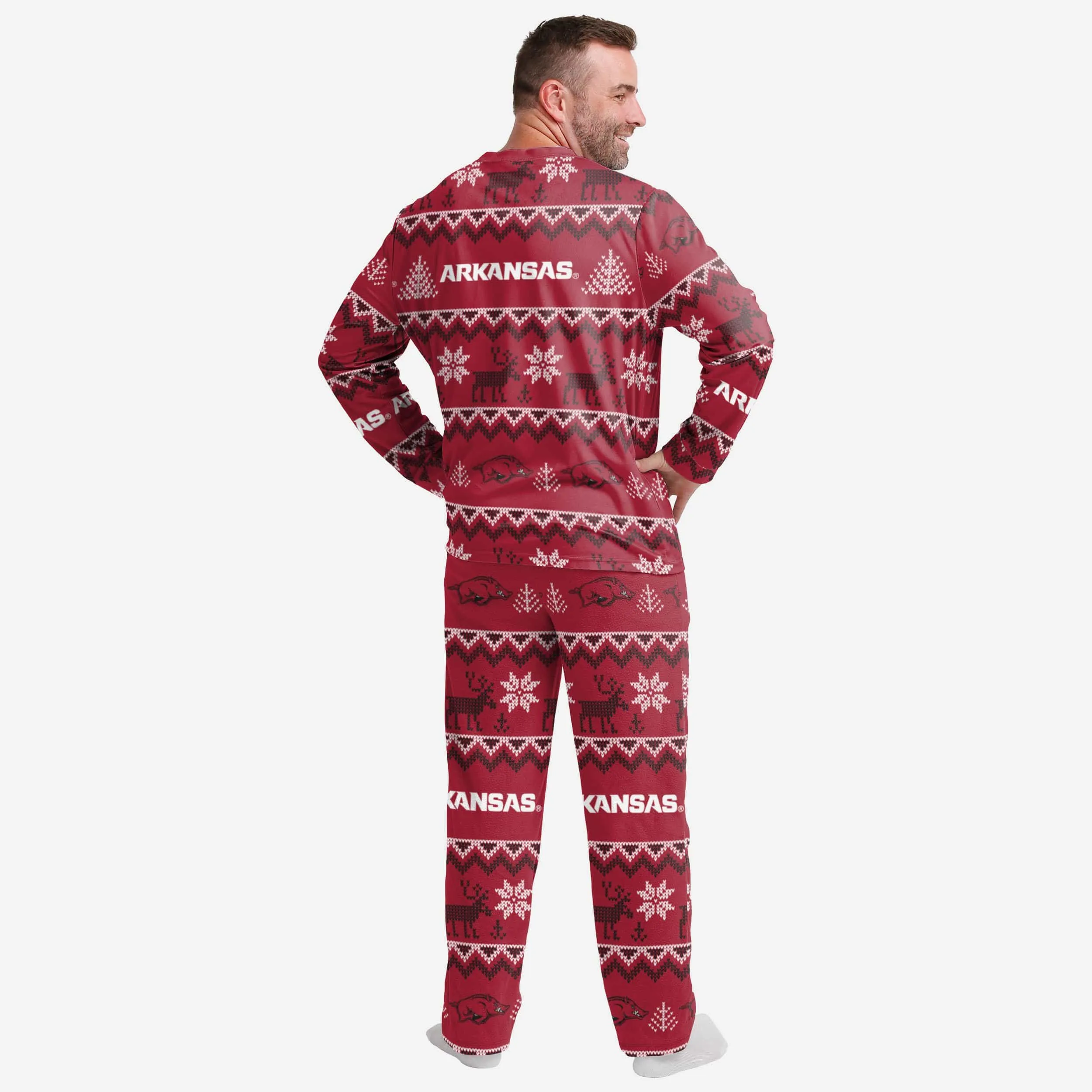 Arkansas Razorbacks Mens Ugly Pattern Family Holiday Pajamas