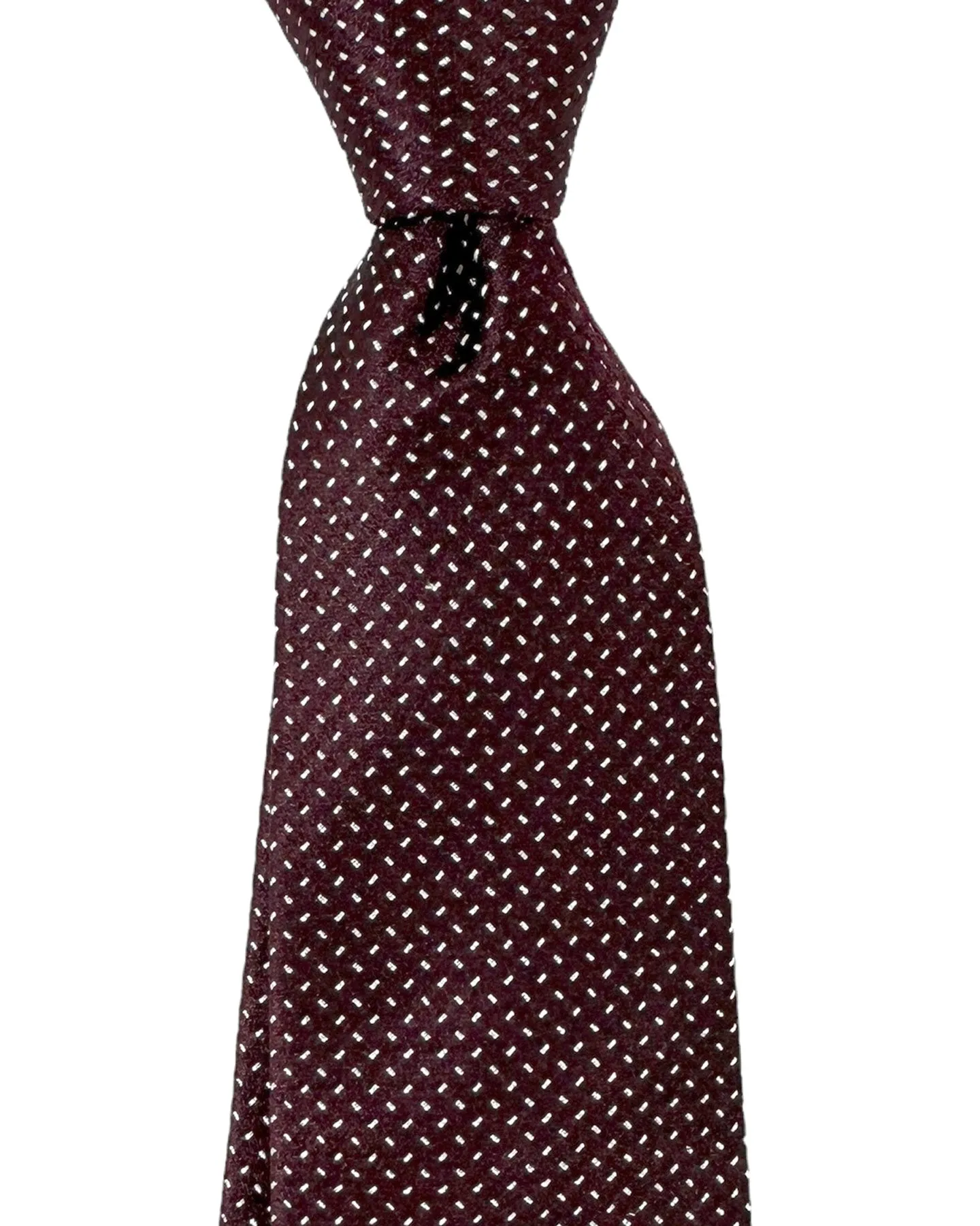 Armani Silk Tie Maroon Silver Micro Pattern Armani Collezioni