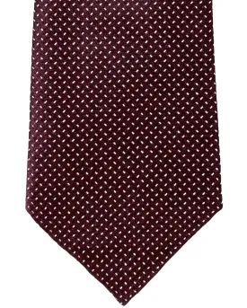 Armani Silk Tie Maroon Silver Micro Pattern Armani Collezioni