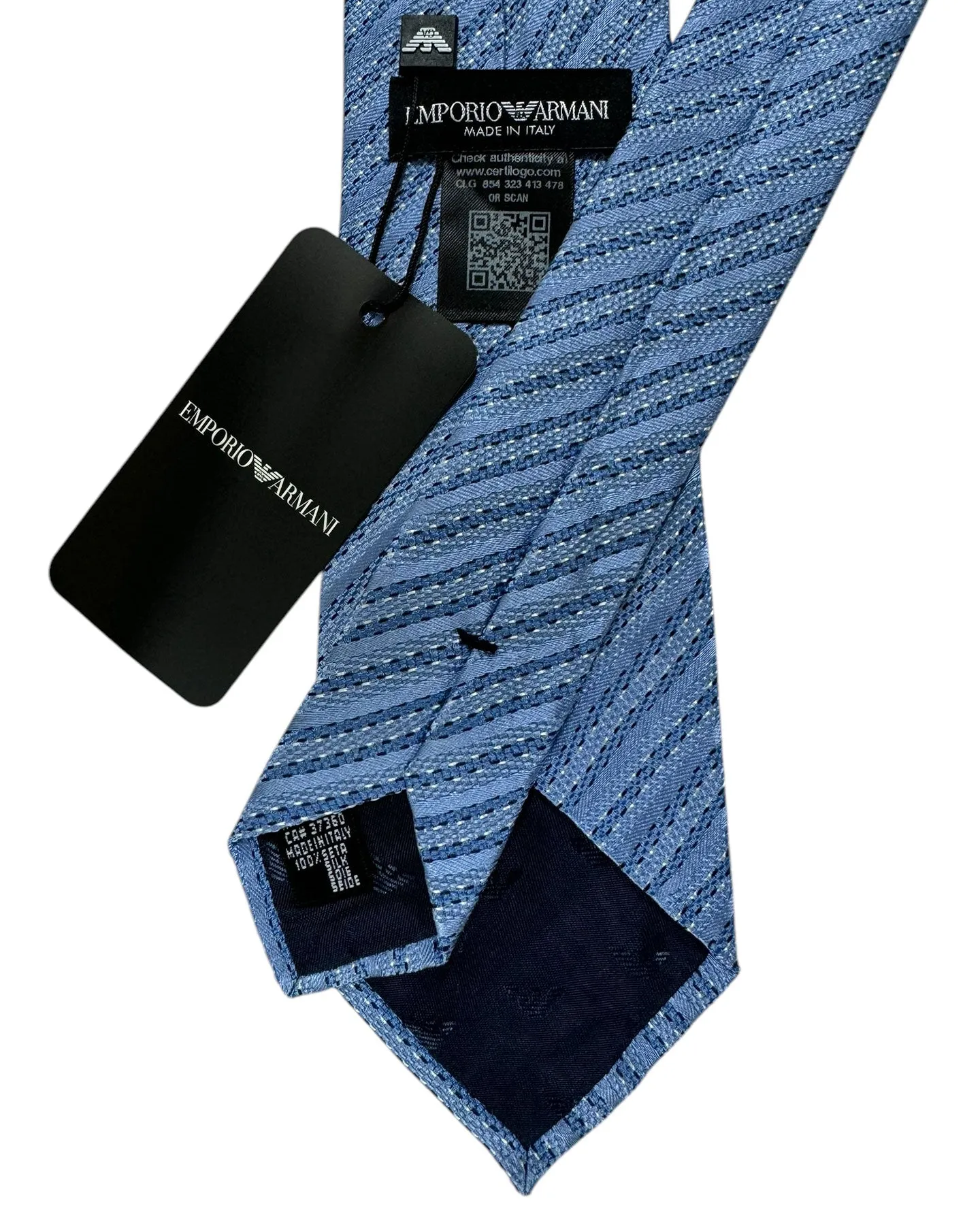 Armani Silk Tie Metal Blue Stripes