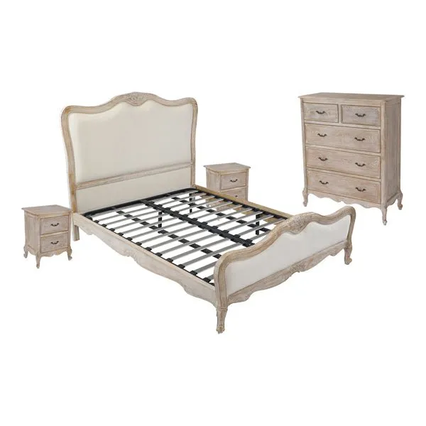 Bedzy Luxe 4 Piece King Bedroom Suite Package - White Washed