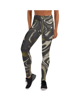 Black and Gold Marble Yoga Pants