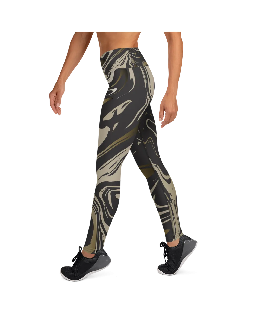 Black and Gold Marble Yoga Pants