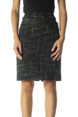 Black and Gray Knit Pencil Skirt