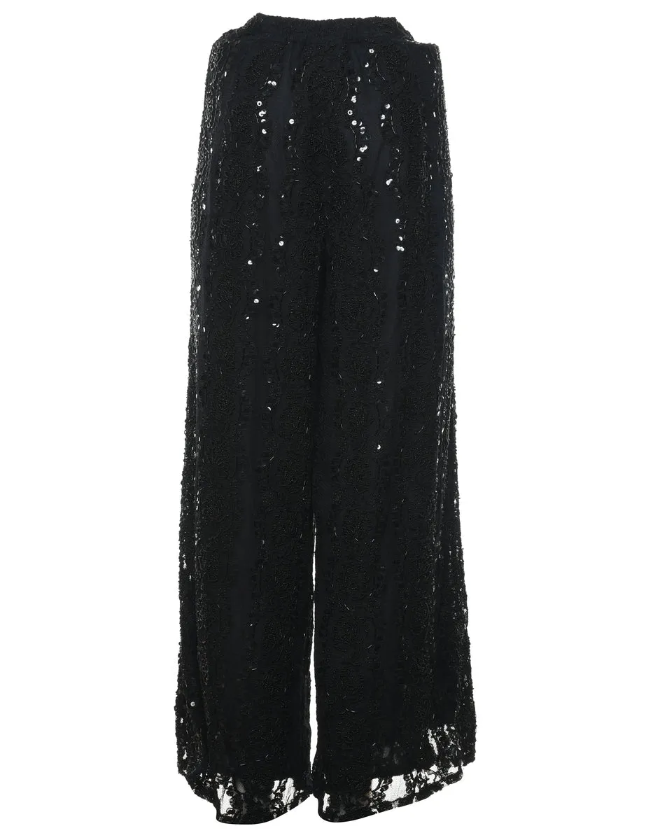 Black Beaded Trousers - W26 L28