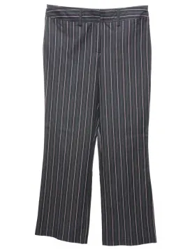 Black, Red & White Pinstriped Trousers - W33 L31