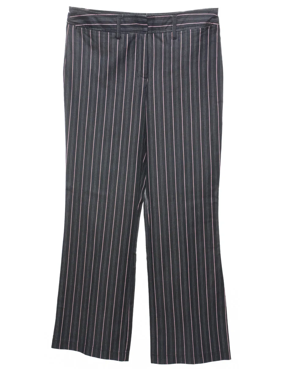 Black, Red & White Pinstriped Trousers - W33 L31