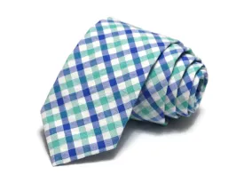 Blue & Green Plaid Seersucker Necktie