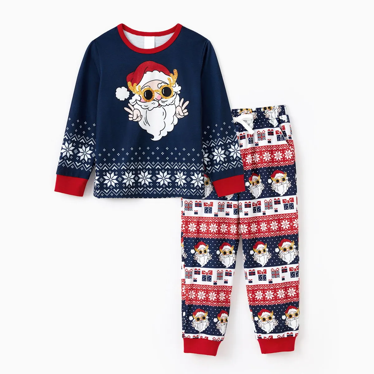 Bluey Santa Claus Pajamas for Family Santa Claus Glasses Hat Snowflake Gifts