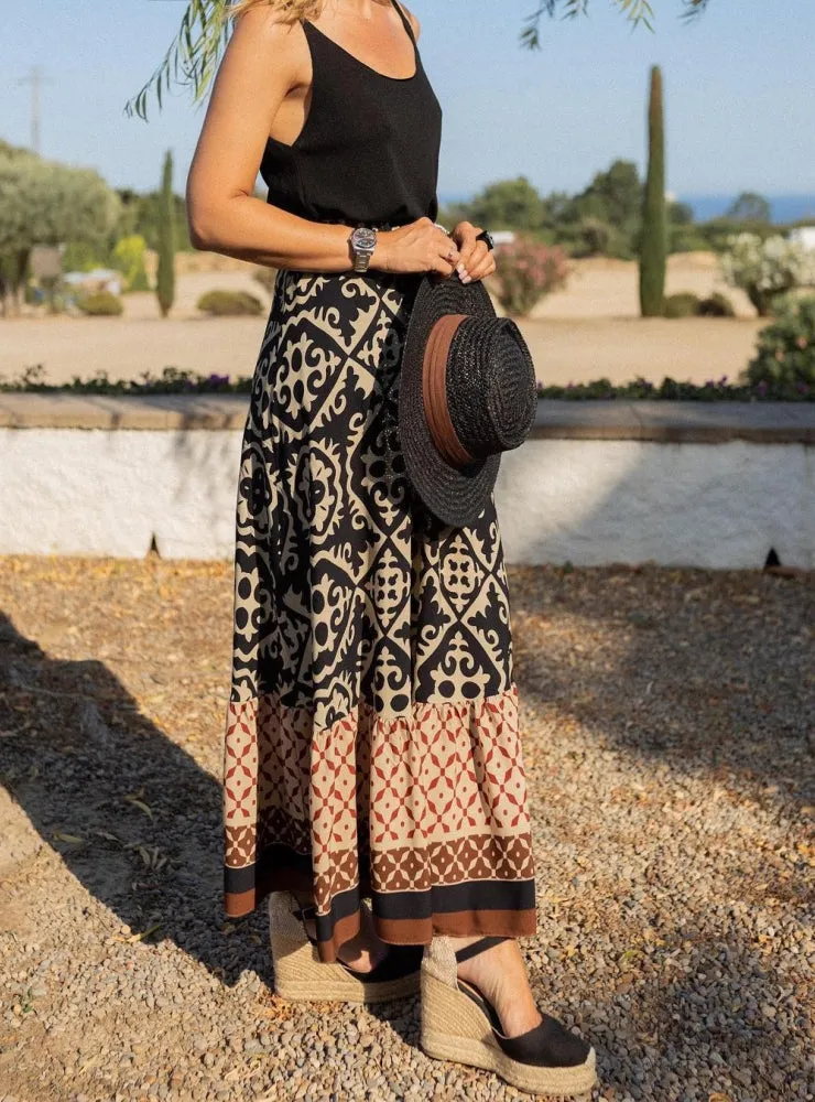 Bohemian Print Big Swing Skirt