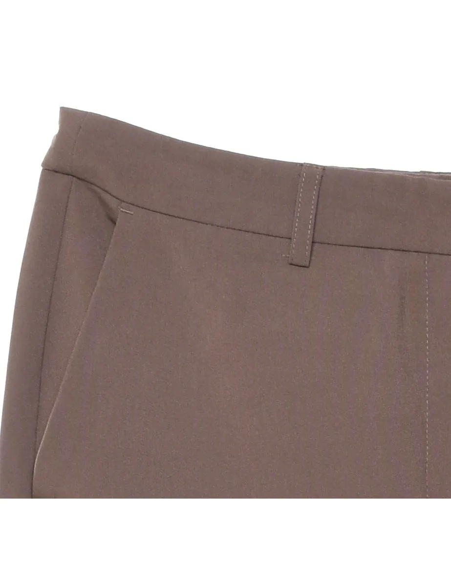 Brown Plain Trousers - W32 L32