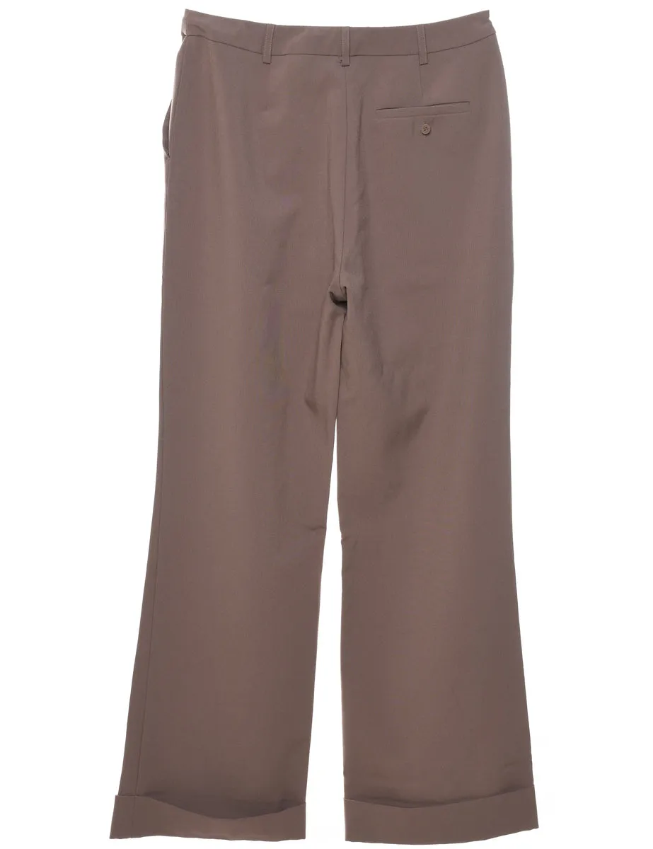 Brown Plain Trousers - W32 L32