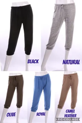 Brushed Capri Sweat Pants - Assorted Colors