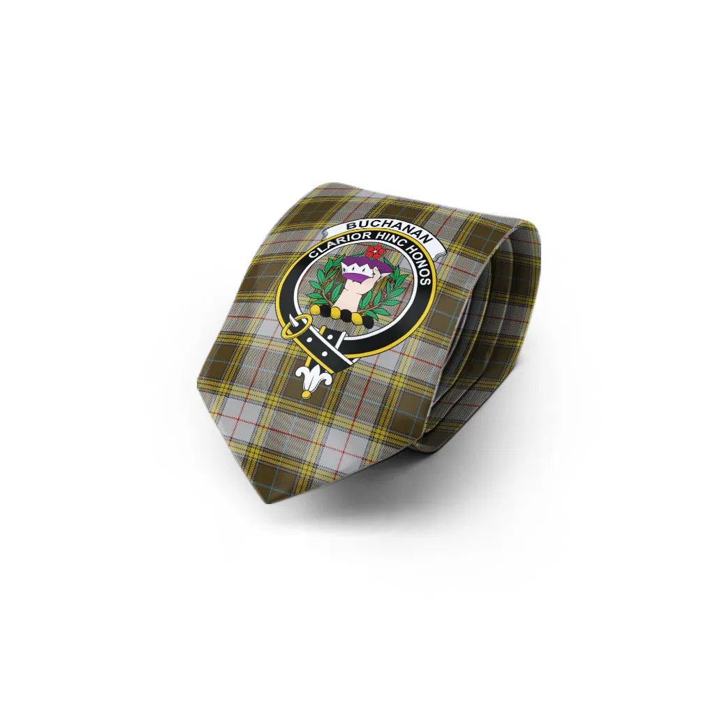 Buchanan Dress Tartan Classic Necktie with Family Crest