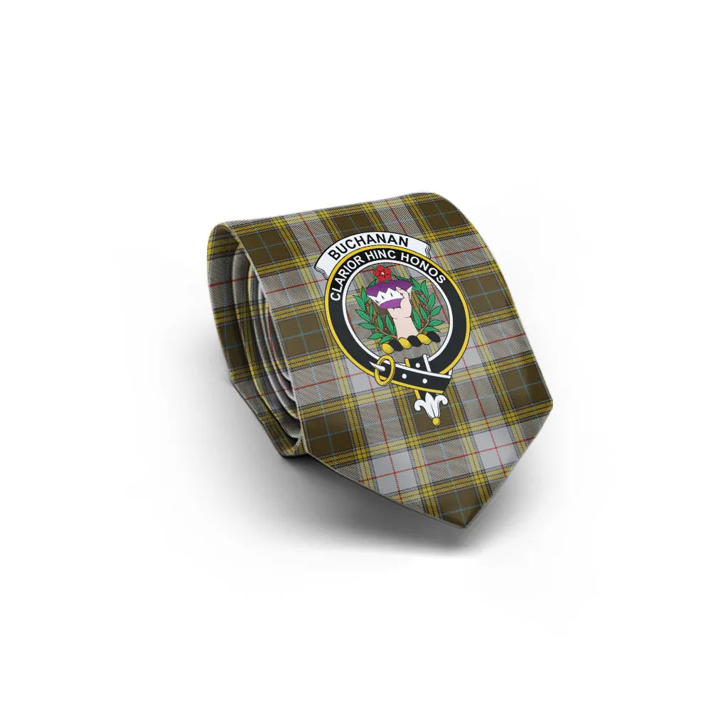 Buchanan Dress Tartan Classic Necktie with Family Crest