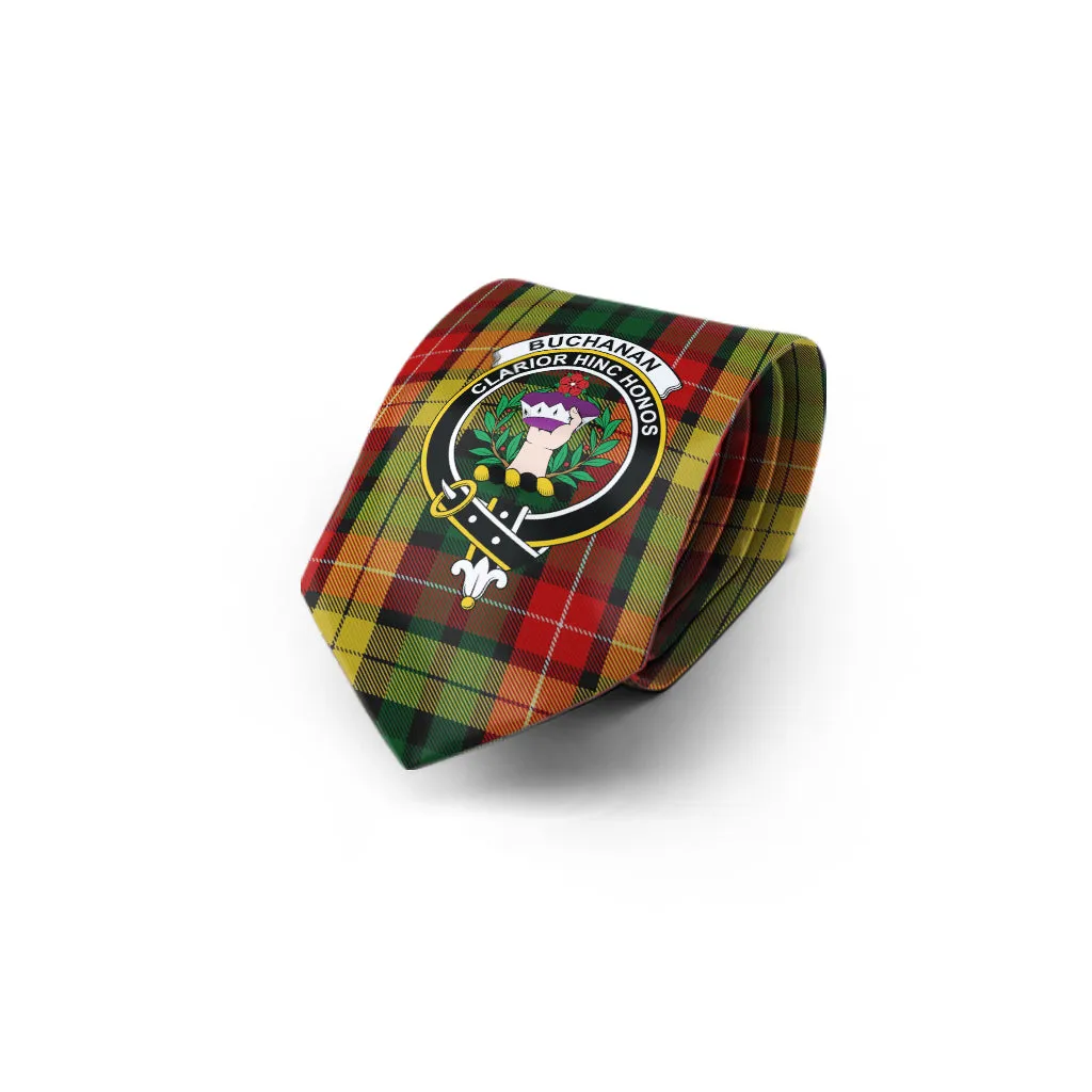 Buchanan Tartan Classic Necktie with Family Crest