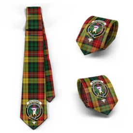 Buchanan Tartan Classic Necktie with Family Crest