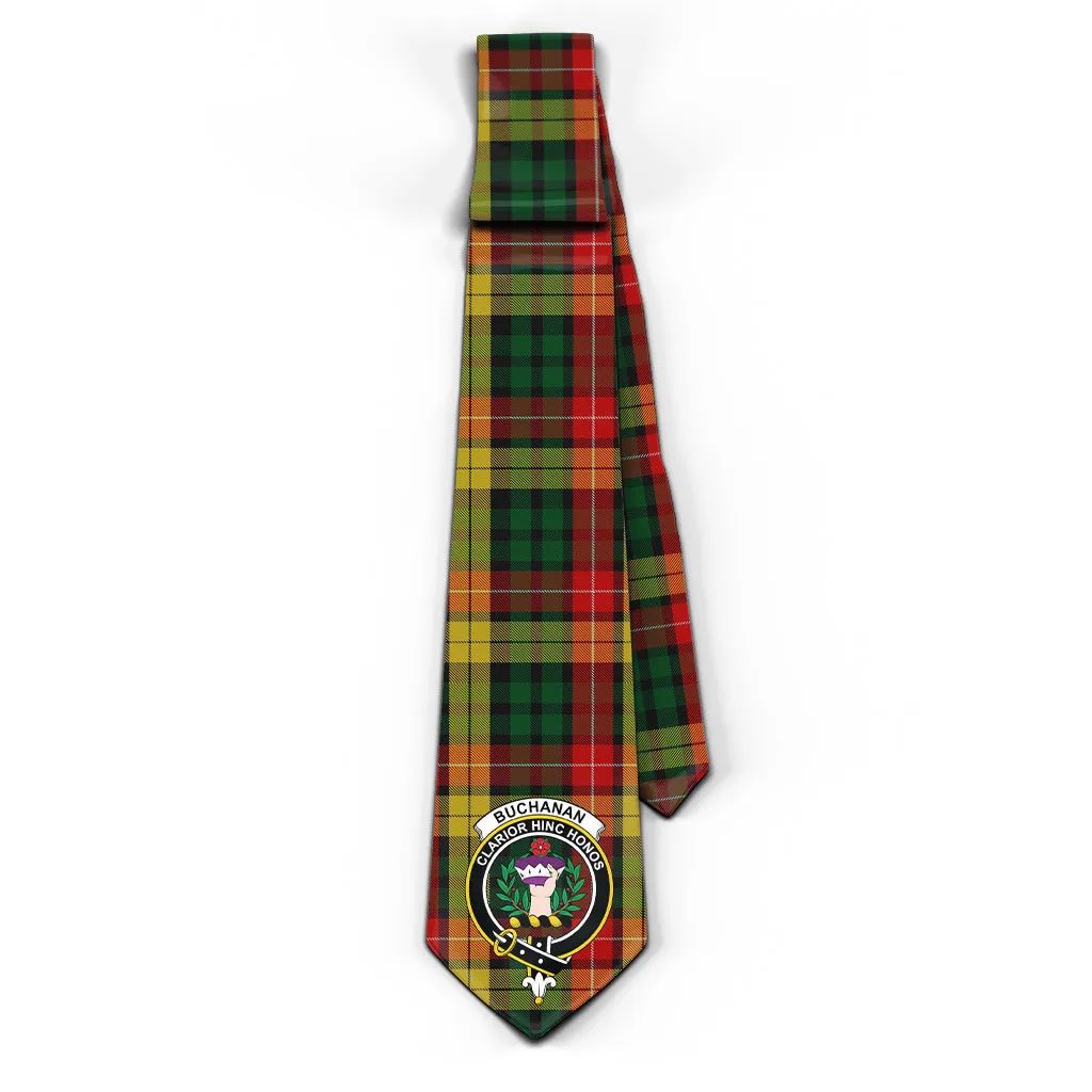 Buchanan Tartan Classic Necktie with Family Crest