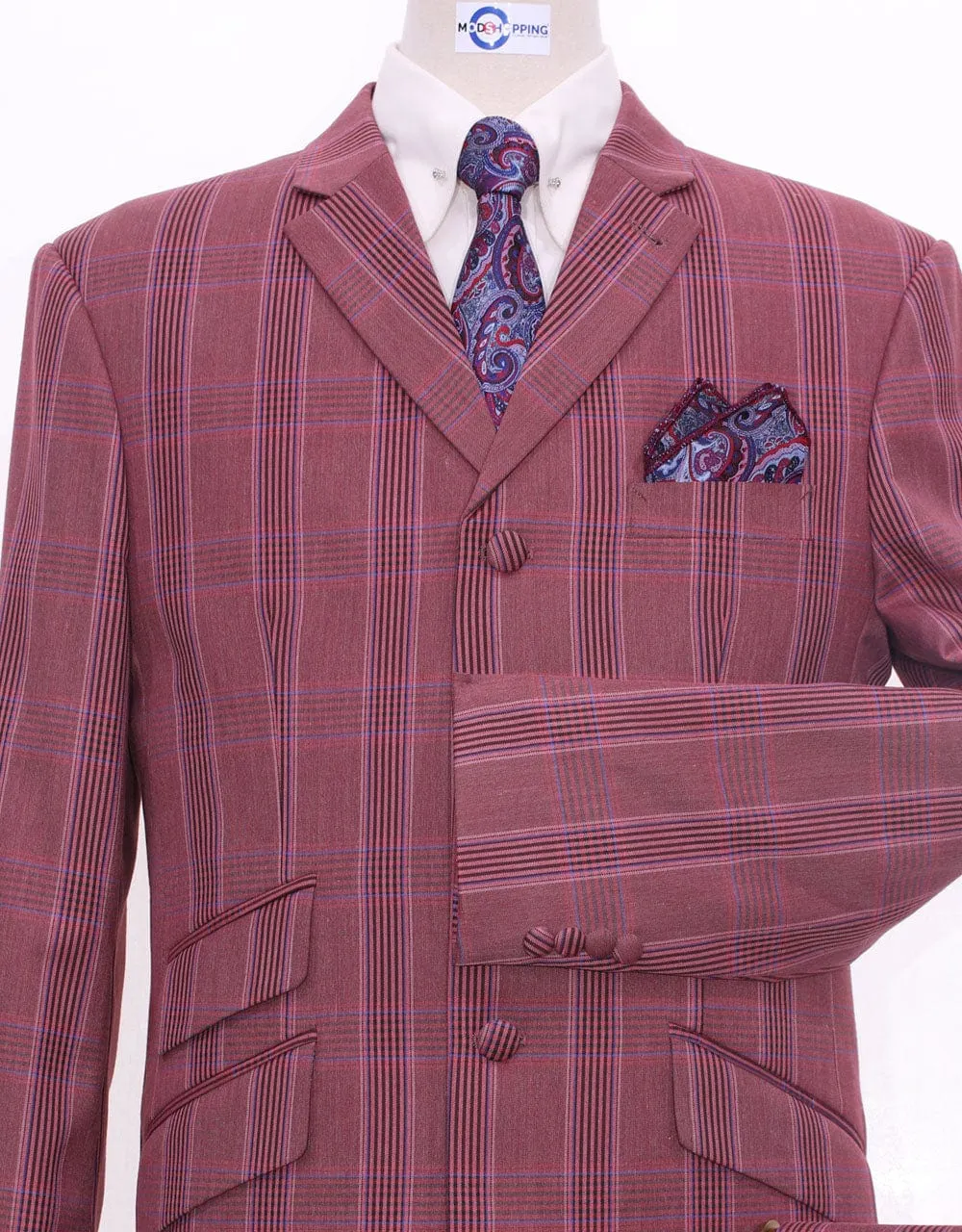 Burnt Brick Prince Of Wales Check Suit