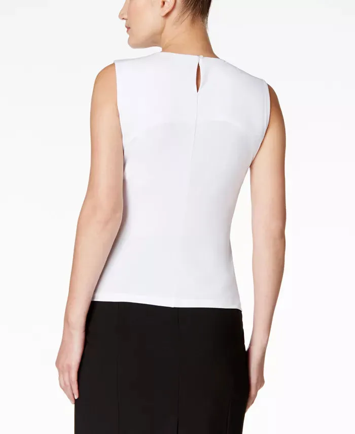 CALVIN KLEIN Pleat Neck Sleeveless Top