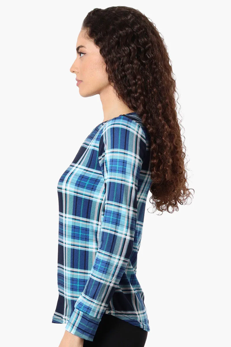 Canada Weather Gear Plaid Henley Pajama Top - Navy