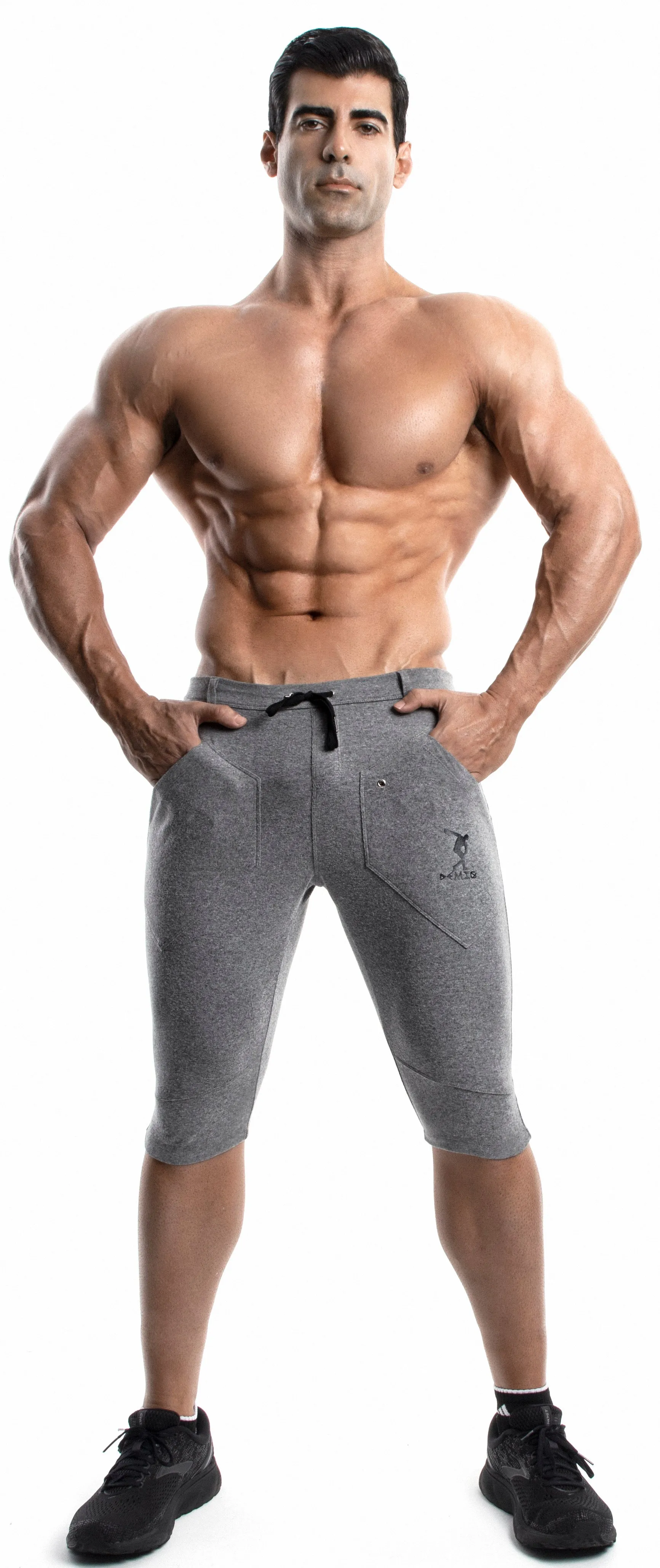 Capri Workout Pants(GRAY)-(Organic Cotton/Elastin)