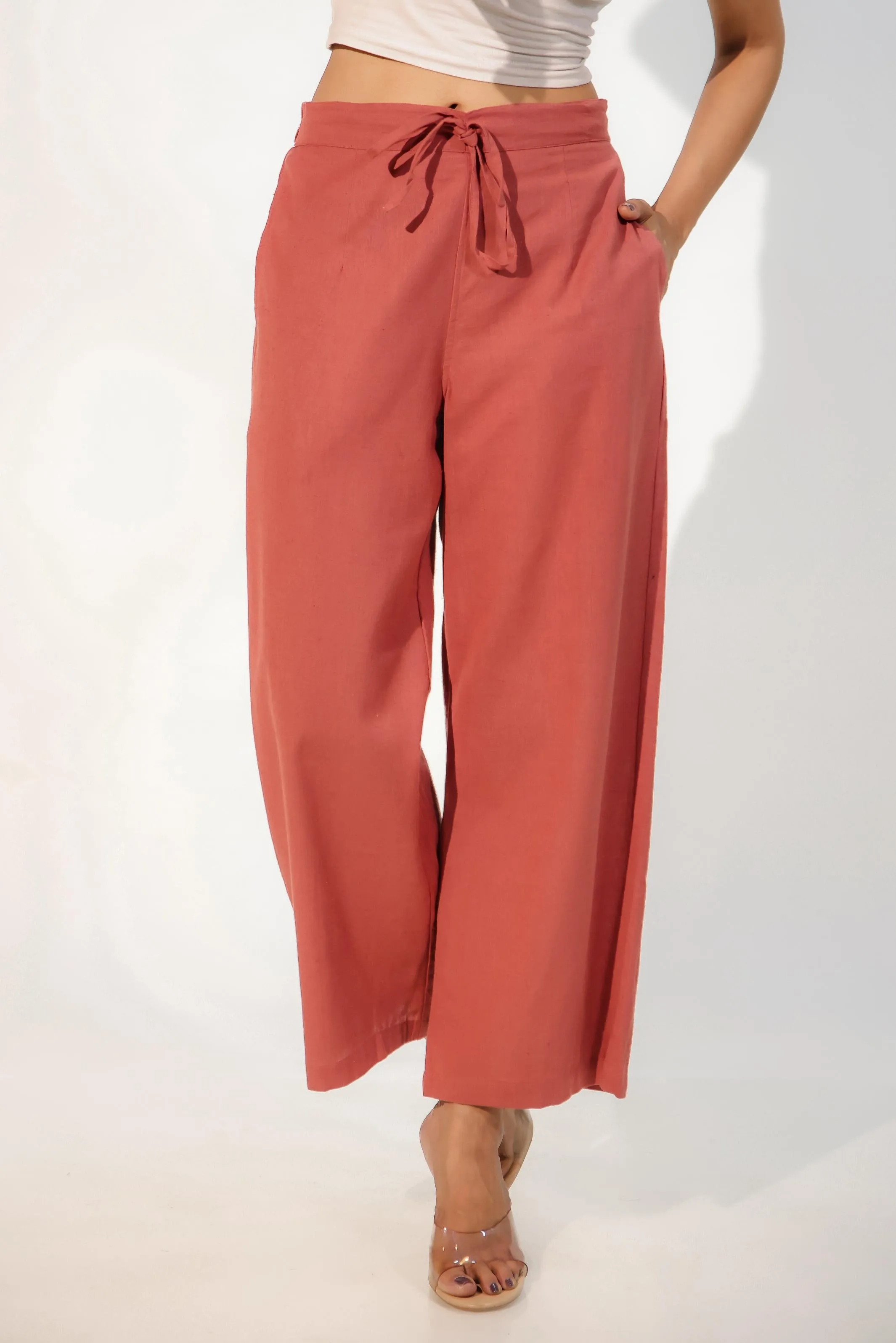 Carnation Red Women's Plazzo Trousers