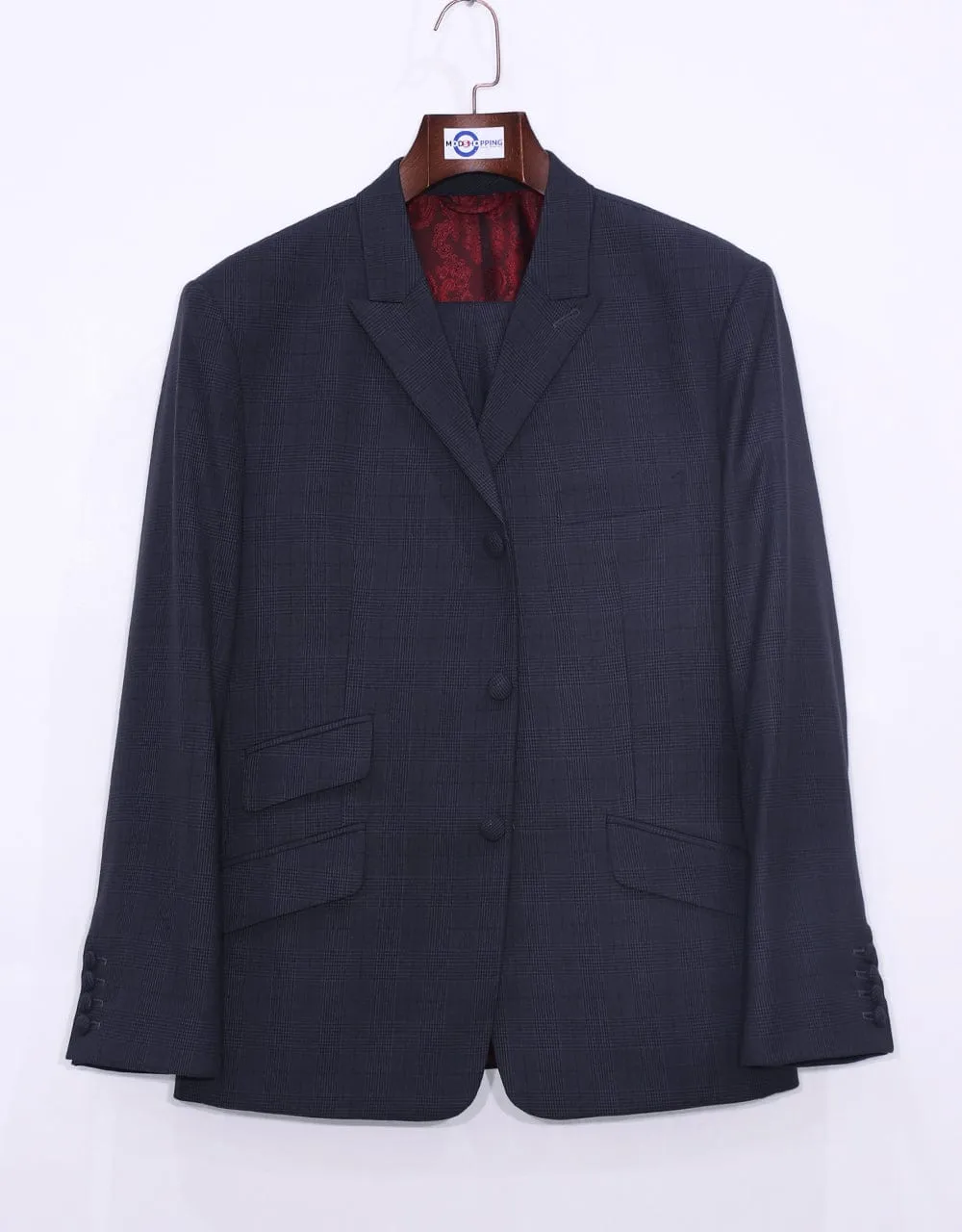 Charcoal Grey Prince Of Wales Check 3 Piece Suit