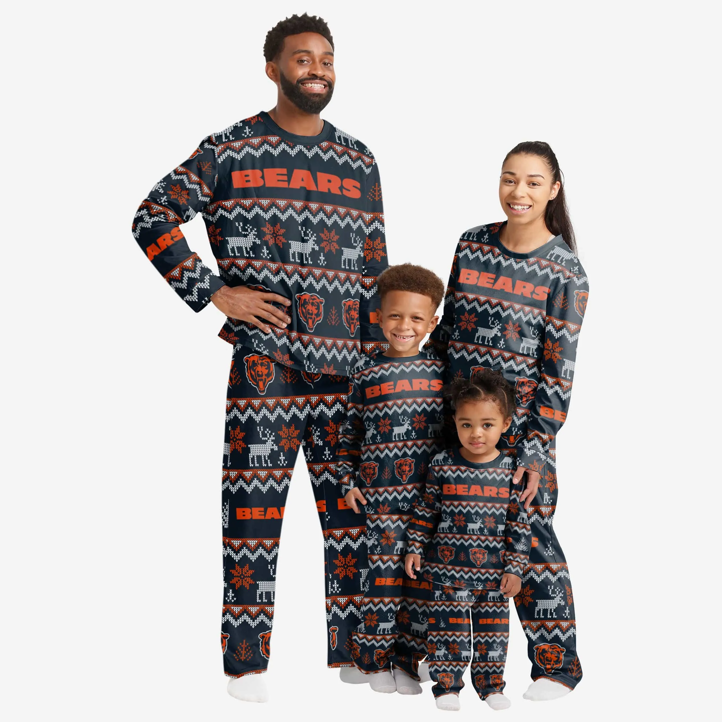 Chicago Bears Womens Ugly Pattern Family Holiday Pajamas