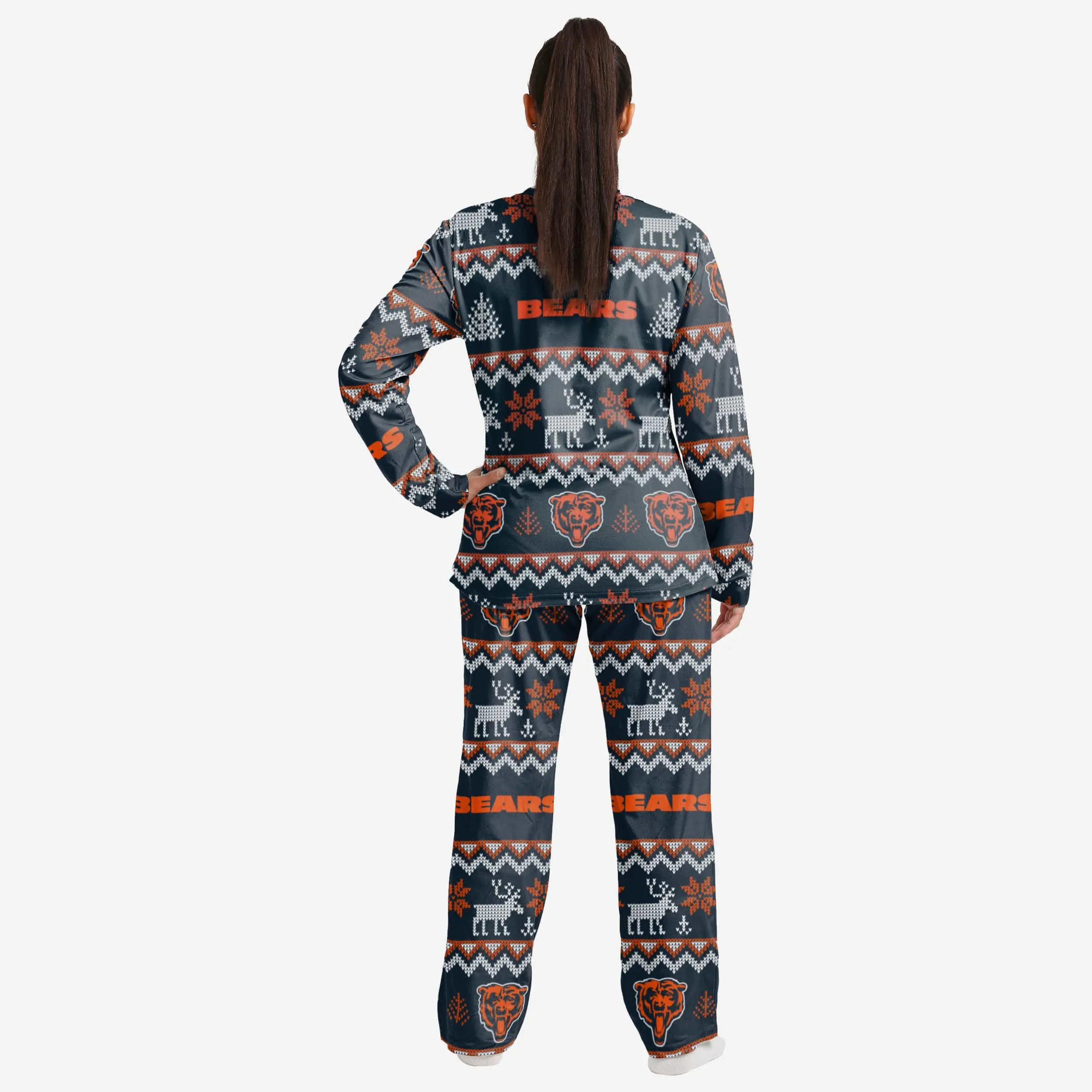 Chicago Bears Womens Ugly Pattern Family Holiday Pajamas