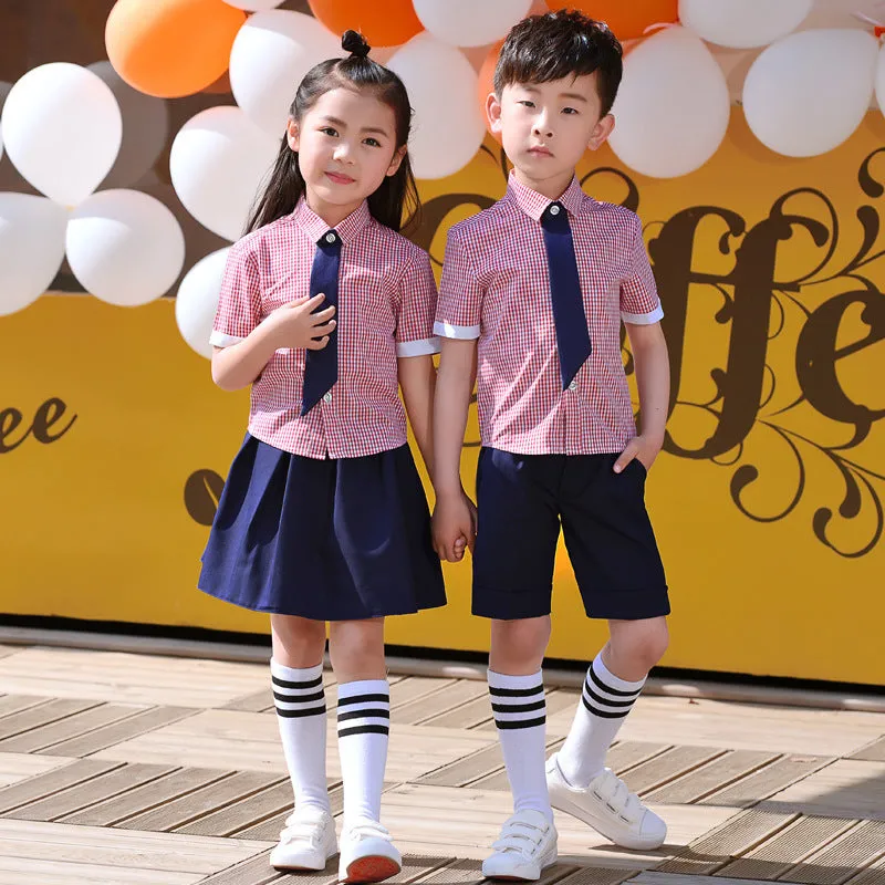 Children's Day Performance Suit Junior Primary School Uniform Girls Boys Suspender Trousers Skirt Set