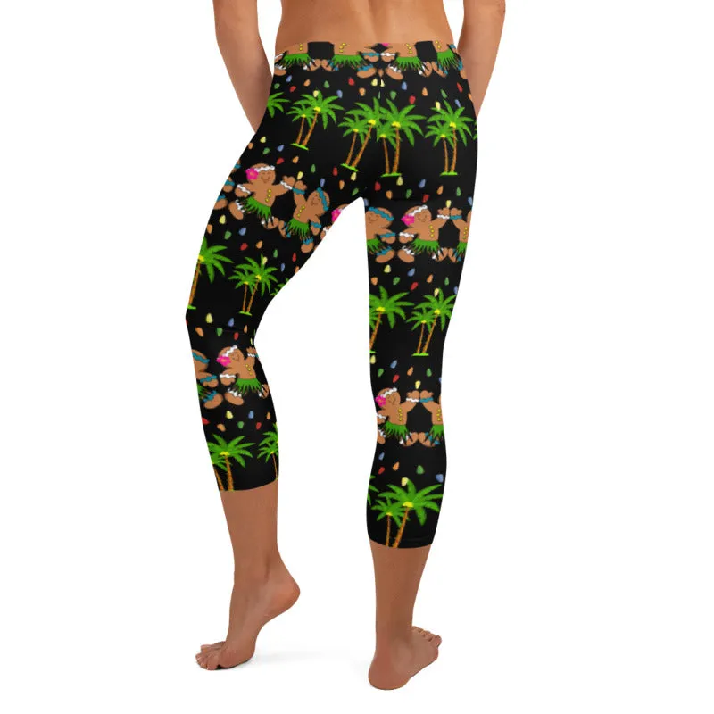 Christmas in Hawaii Capri Leggings - 4 Color Choices & Regular or Wide Waistband