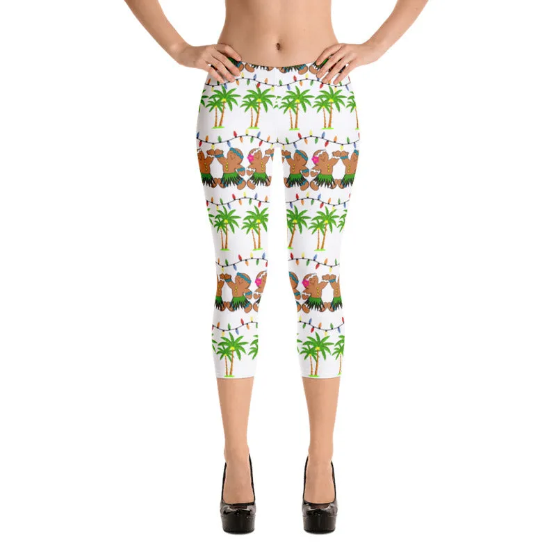 Christmas in Hawaii Capri Leggings - 4 Color Choices & Regular or Wide Waistband