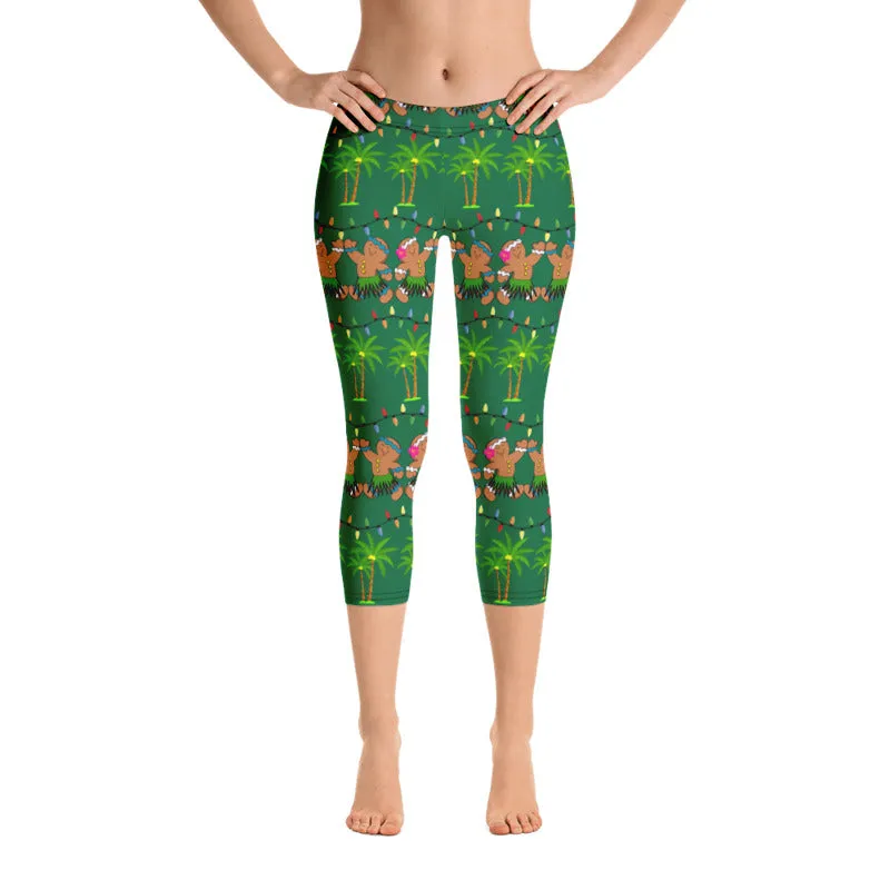 Christmas in Hawaii Capri Leggings - 4 Color Choices & Regular or Wide Waistband