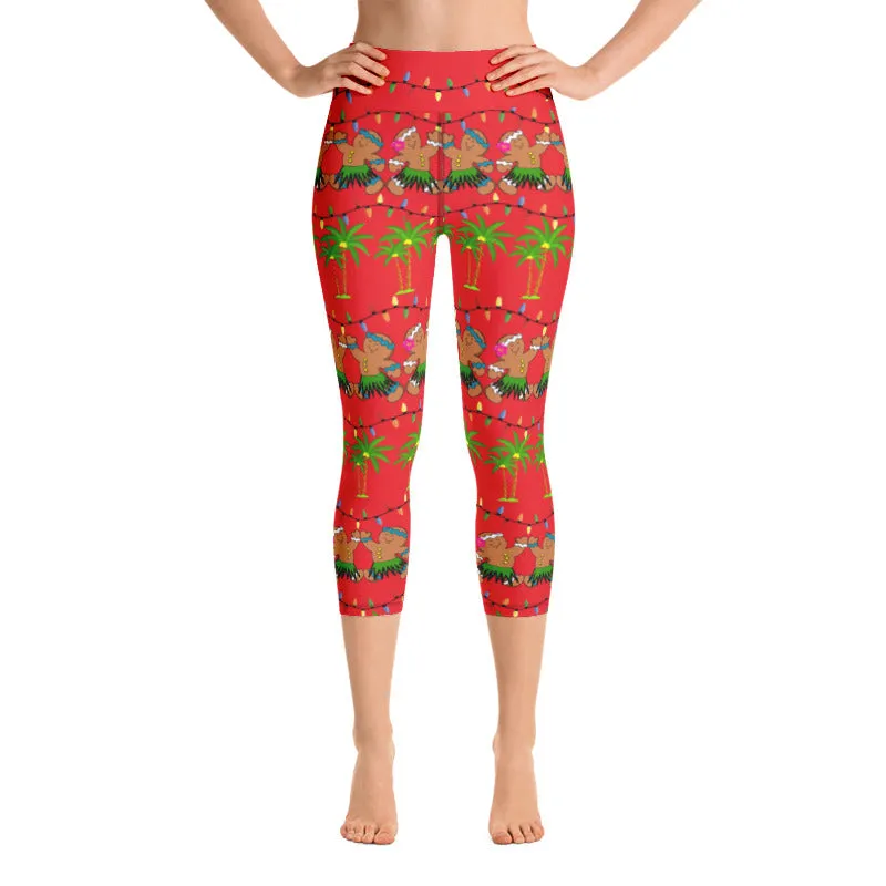 Christmas in Hawaii Capri Leggings - 4 Color Choices & Regular or Wide Waistband