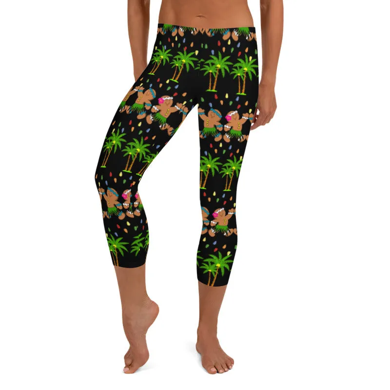 Christmas in Hawaii Capri Leggings - 4 Color Choices & Regular or Wide Waistband