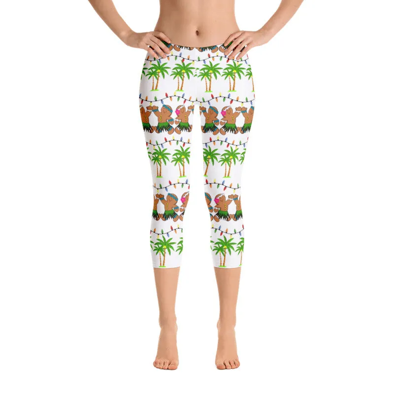 Christmas in Hawaii Capri Leggings - 4 Color Choices & Regular or Wide Waistband