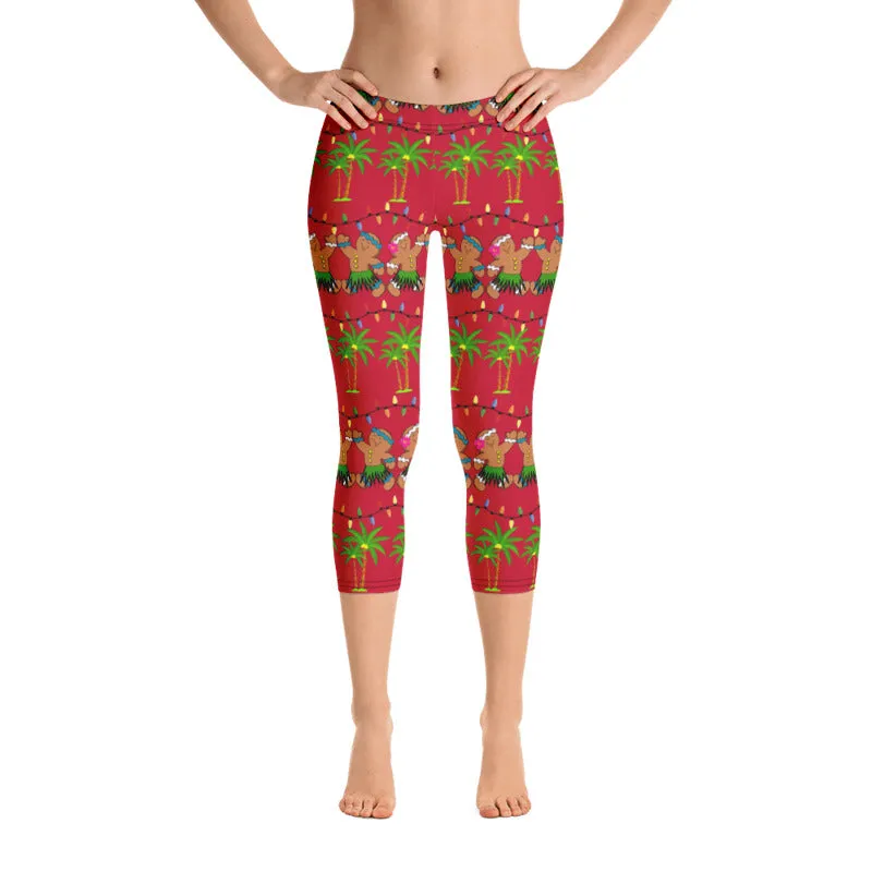 Christmas in Hawaii Capri Leggings - 4 Color Choices & Regular or Wide Waistband