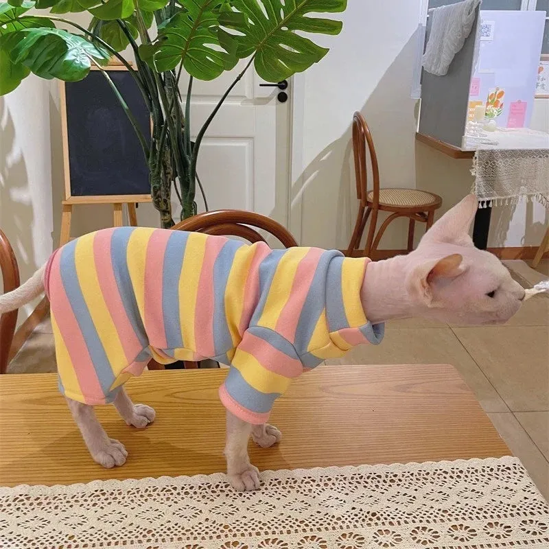 Color Stripes Sphynx Cat Onesies Pajamas