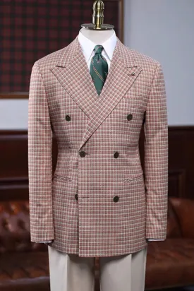 Conrad Generous Rufous Double-Breasted Peaked Lapel Plaid Prom Suit