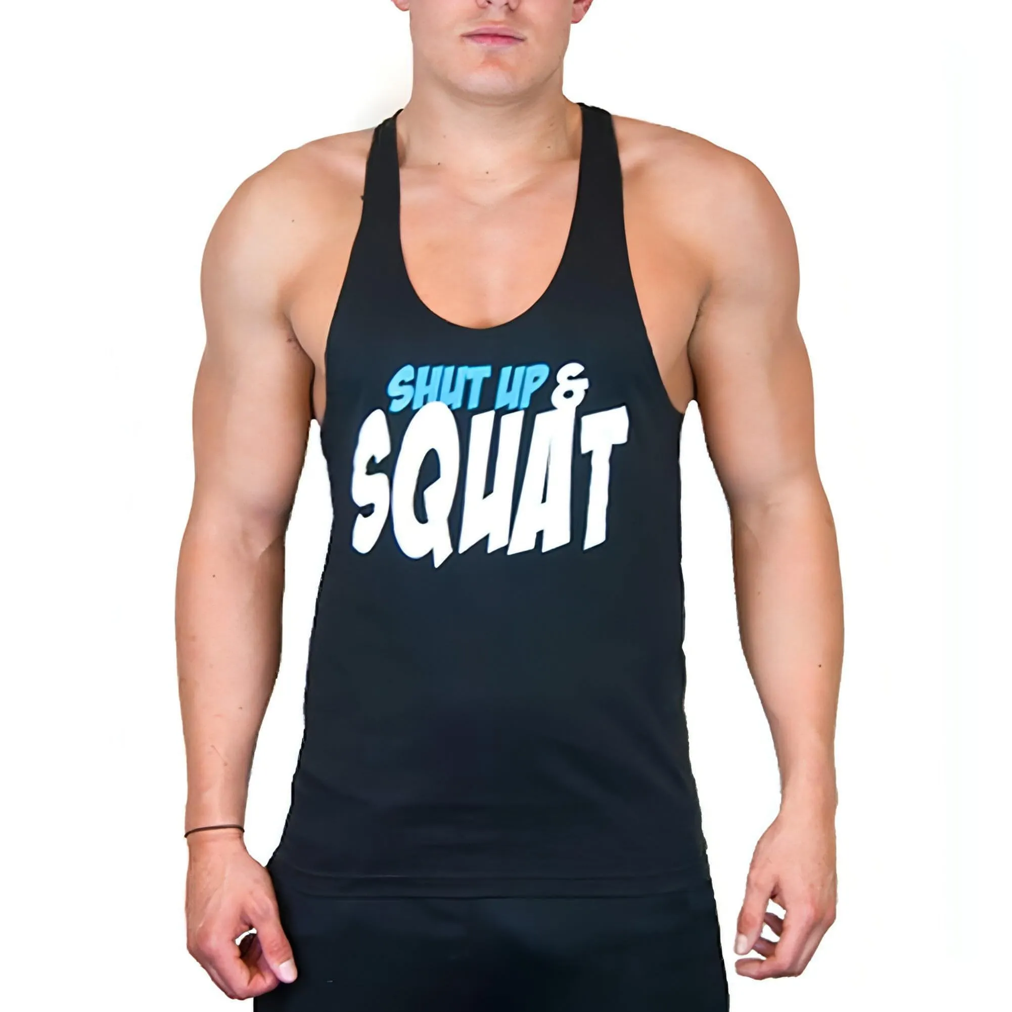 CoreX Fitness Shut Up And Squat Stringer Mens Training Vest - Black