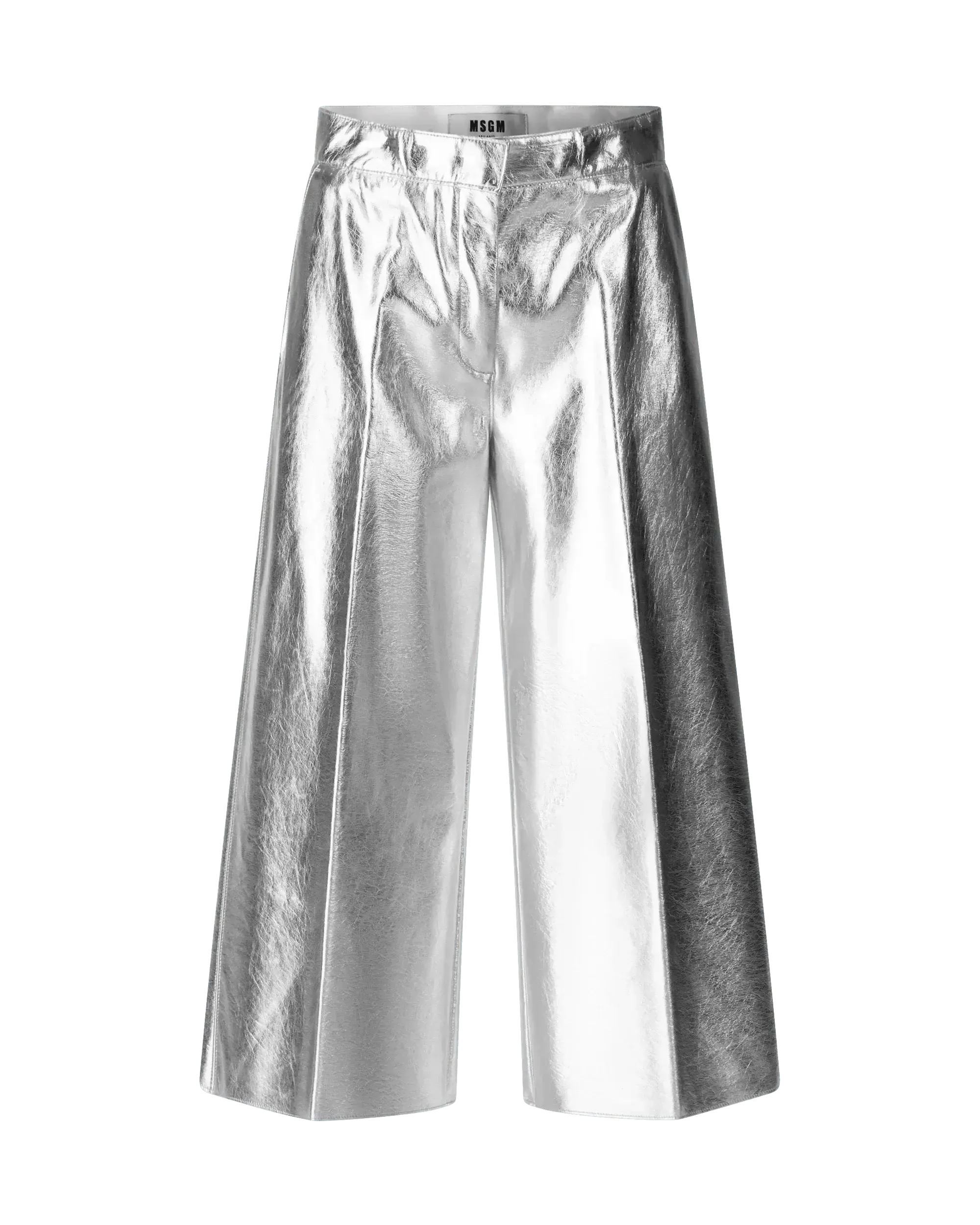 Cropped Metallic Leather Pants