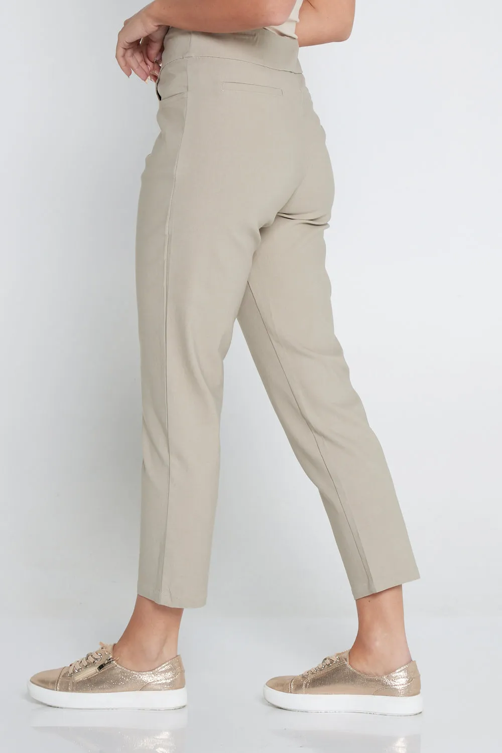 Dana Bengaline Capri Pants - Beige