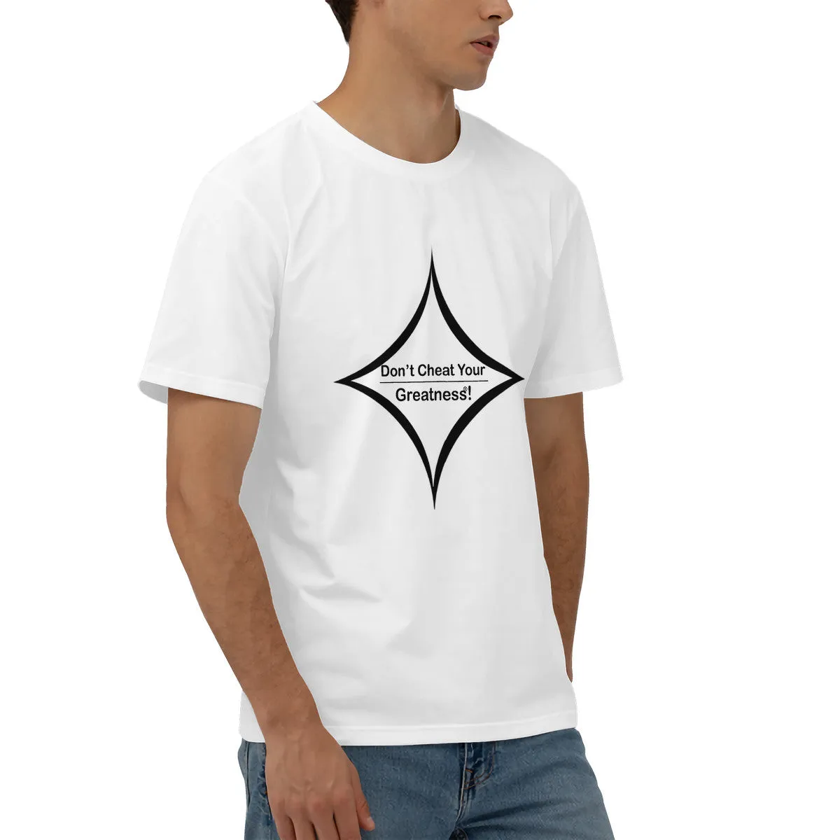 DCYG Black Logo & White Men's Short Sleeve Cotton Tee